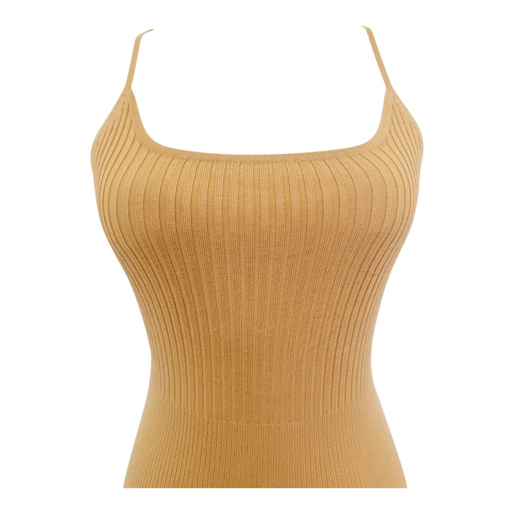 Max Studio Camisole Women S Tan Silk Cashmere Ribbed Cross Back Tank - Picture 3 of 8